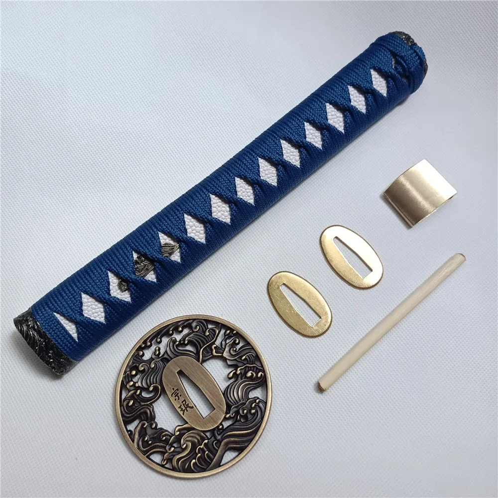 26cm Sword Handle Fittings ﻿Alloy Guard Waves Tsuba Menuki Fuchi Kashira For Japanese Samurai Katana Wakizashi Tanto