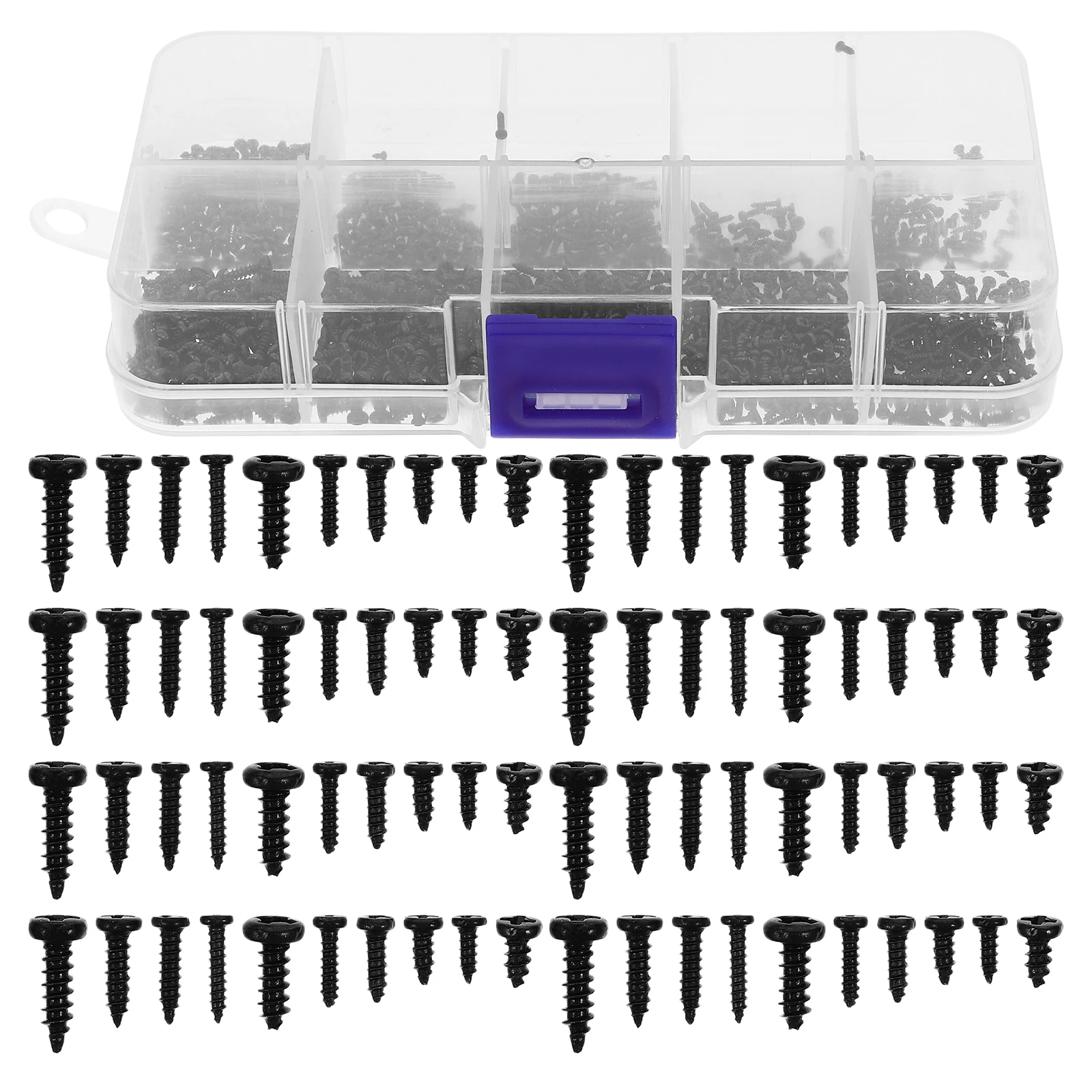 

1000pcs Screws Carbon Steel Round Heads Fine Thread Self Tapping Boxed Round Heads Screws Parts Set Hardware