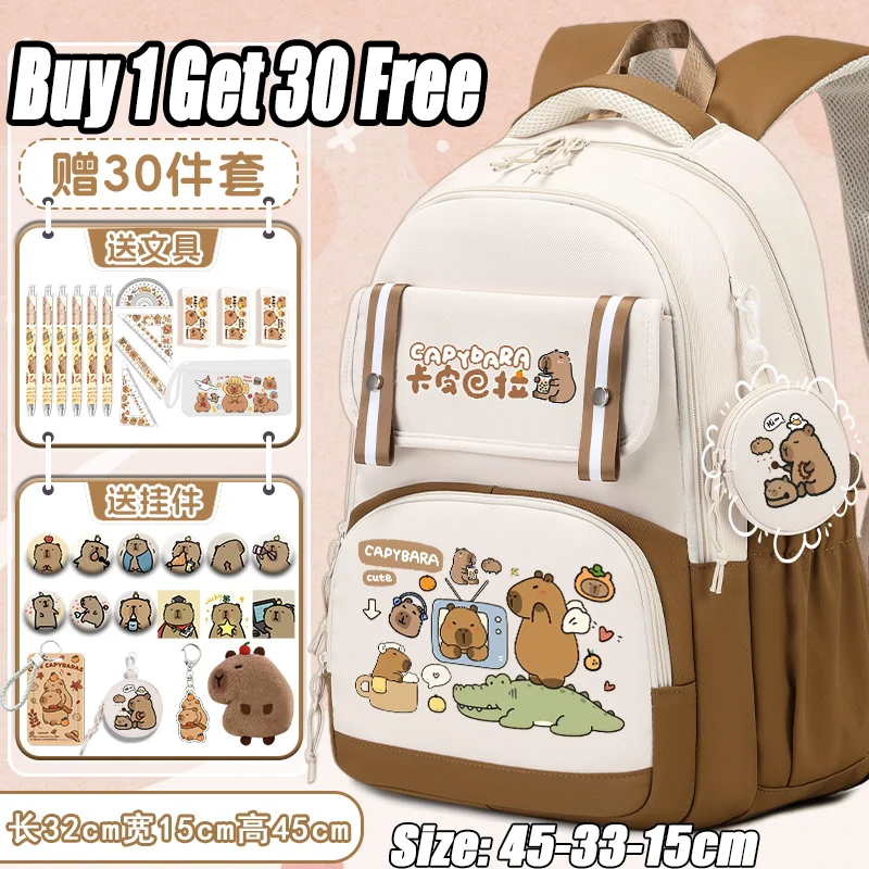 Capibara Backpack 2025 New Cartoon Print Children's Backpack for Ages 3-6 Grade School Kids with Large Capacity