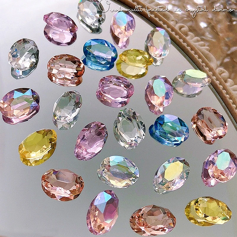 10PCS Large Ellipse Nail Art Rhinestone Charms Oval Crystal Diamond Gems Jewelry Parts Accessories Nails Decoration Supplies