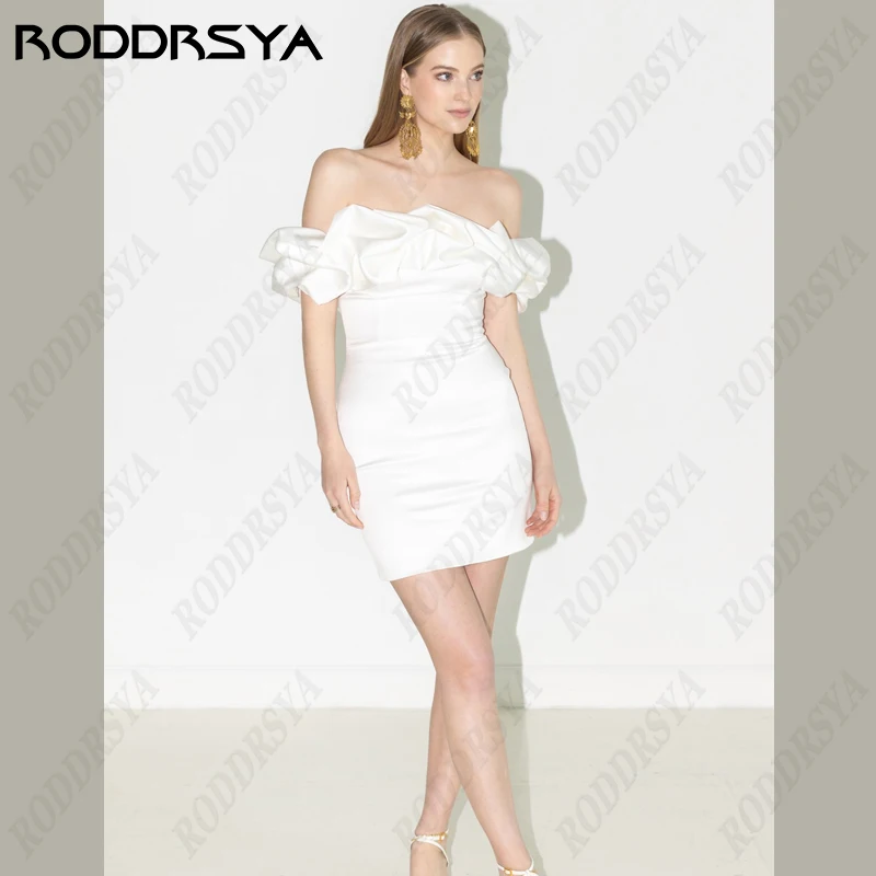 RODDRSYA-Robe de Mariée Courte en Satin Doux pour Femme, Col Bateau, Dos aux, Patients, ix, Sans Bretelles, FibrBeach, ÉducatifRobe de Mariée Courte en Satin Doux pour Femme, Col Bateau, Dos aux, Patients, ix, Sans Bre