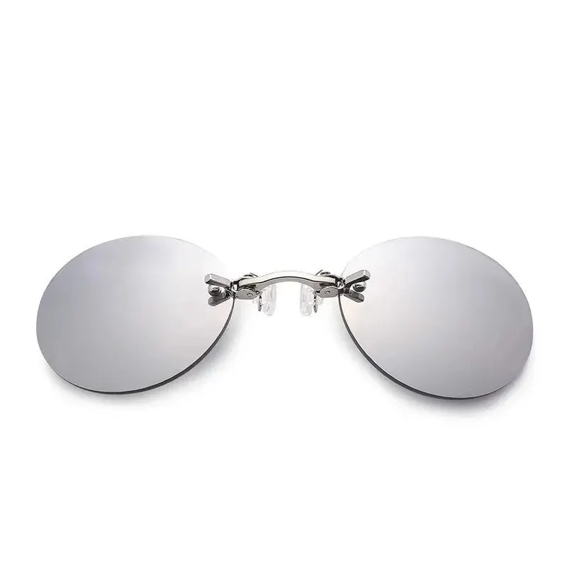 Clip On Nose Glasses Round Rimless Matrix Morpheus Sunglasses Mini Frameless Vintage Men Eyeglasses UV400 image 3