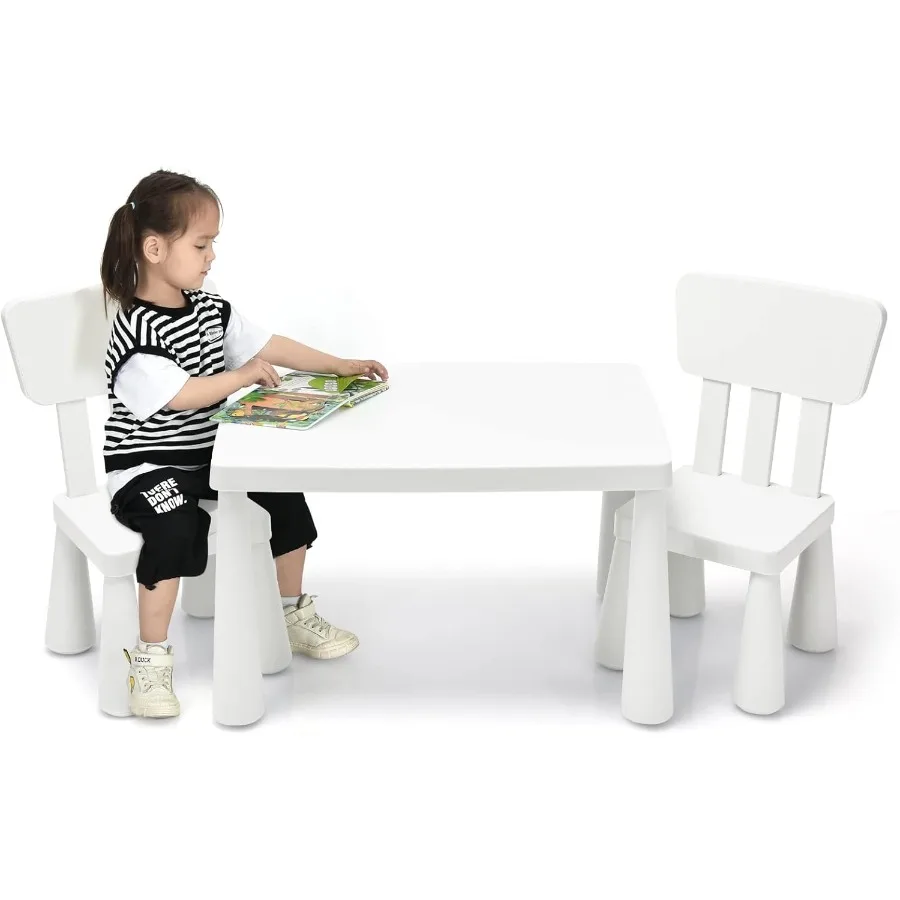 Set di tavolo e sedie leggeri da 3 pezzi per leggere, scrivere, dipingere, snack, centro attività con sedie da scrivania per studio artistico