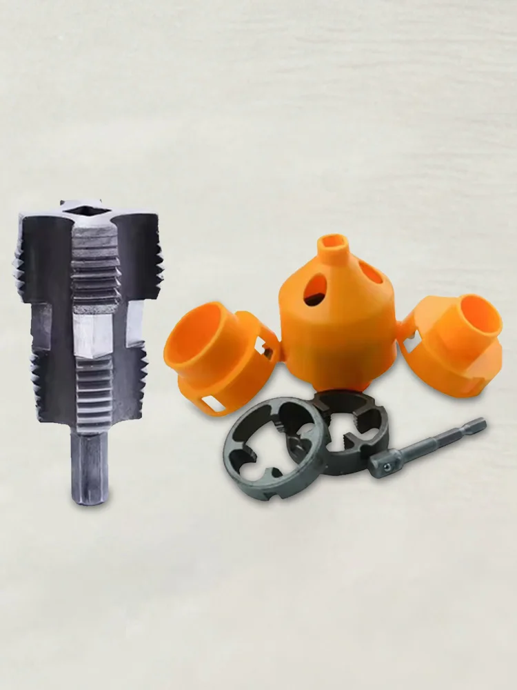 

PVC Pipe Threader Kit With 1/2Inch 3/4 Inch 1 Inch Dies Pipe Threader Pipe Round Die Plumbing PVC Thread Tool for Threading
