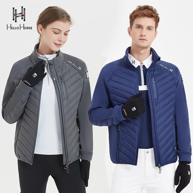 Hello Horse Equestrian Warm Jacket Outdoor Riding Clothing Men's and Women's Riding Clothing Lightweight Training Clothing Children's Equestrian Equipment down Jacket