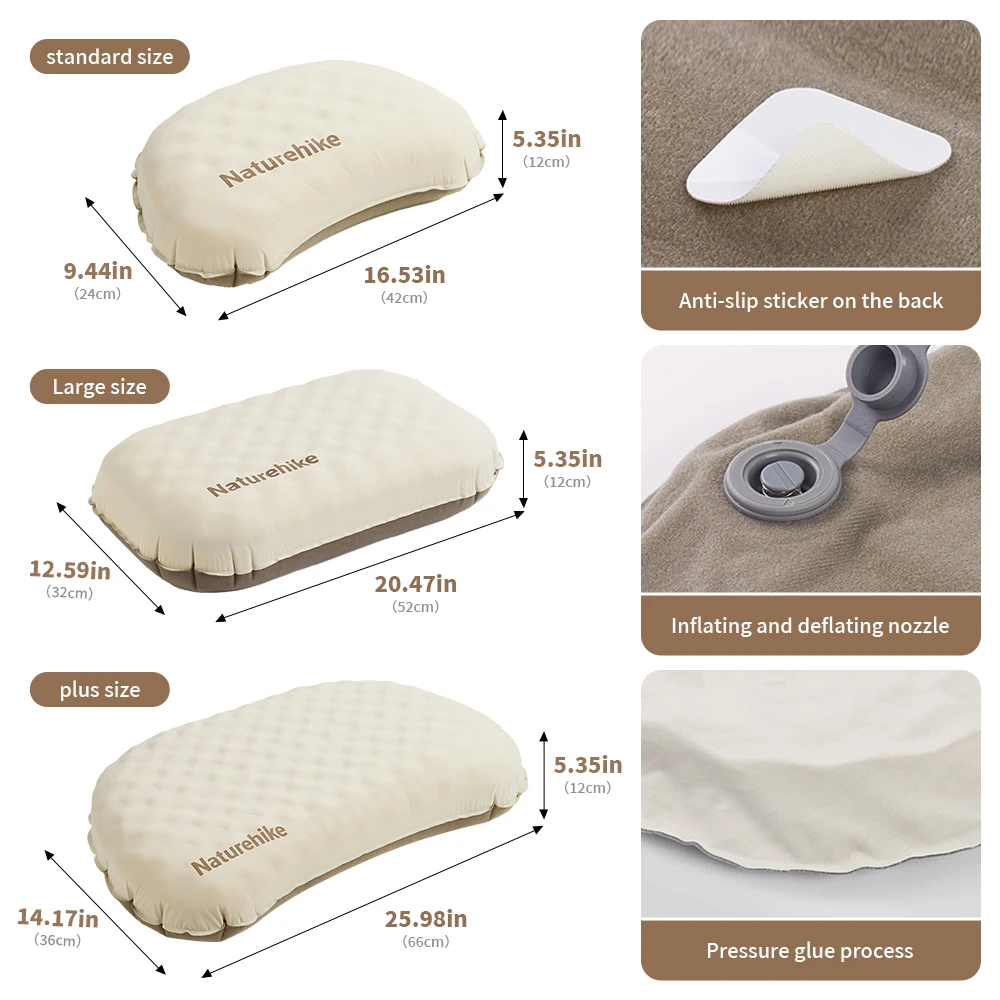 Naturehike-almohada inflable de espuma 2 en 1, almohada impermeable a prueba de aceite a prueba de manchas, ajustable, suave, transpirable, siesta