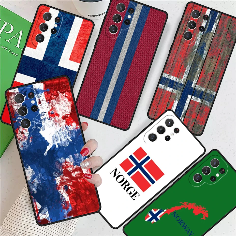 Norway Flag For Samsung Galaxy S24 Ultra S21 S22 S8 S9 S10E Note 10 20 Plus FE S23 Phone case Cover Coque