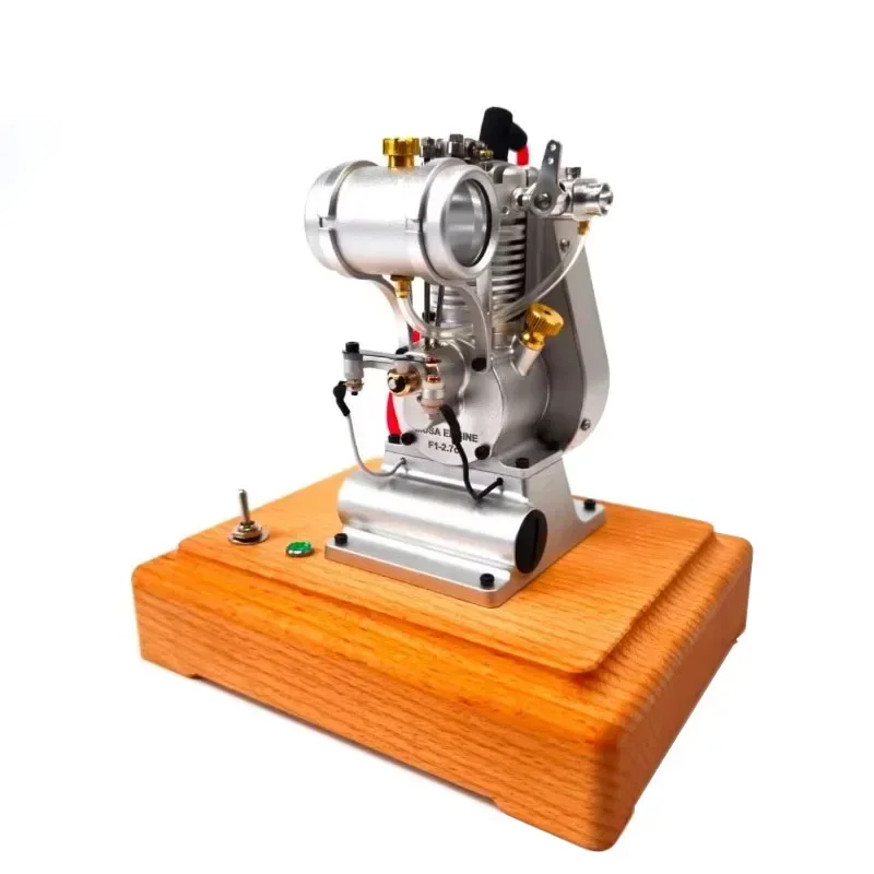 Miniature Water Cooled Four Stroke Engine Model F1 - 2.7cc Single Cylinder Internal Combustion Engine with Base Toy