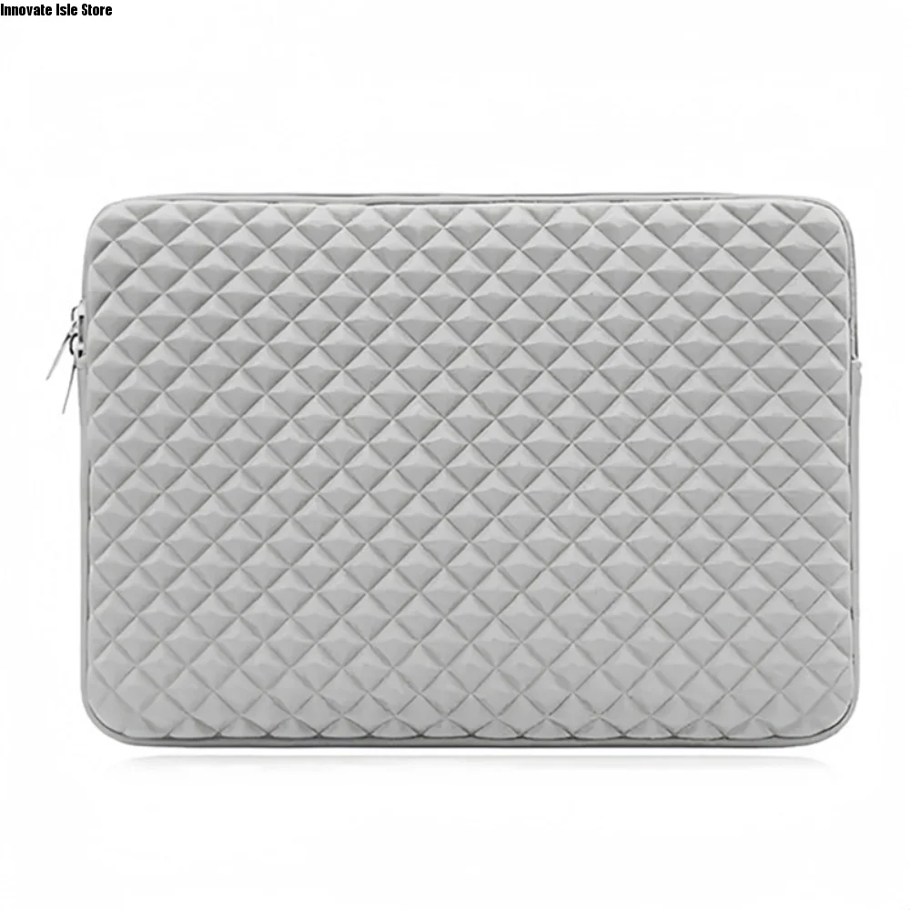 Grid Texture Laptop Portable Sleeve Large Capacity Waterproof Notebooks Protective Bag Simple Plush Lining Laptop Sleeve Bag