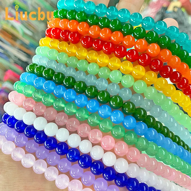 Natürliche Chinesische Jade Chalcedon Stein Glatte Perlen Für Schmuck Machen DIY Armbänder Halskette Ringe Zubehör 4/6/8/10/12/14MM – Detail 6