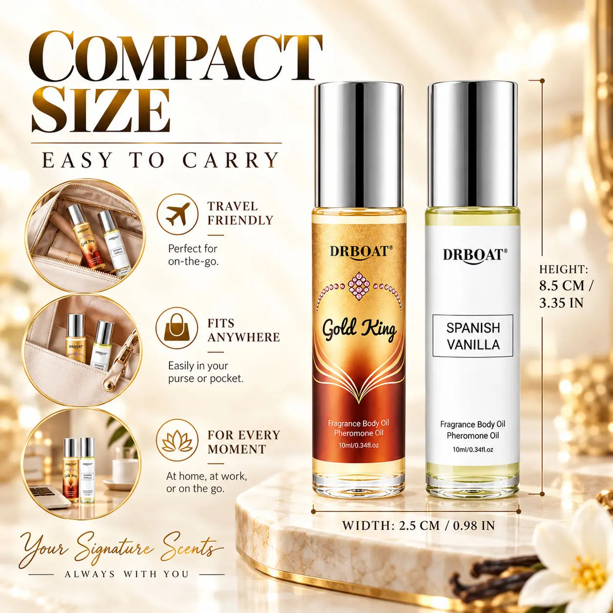 Men Duo Roll-on Perfume Oil Kit, Warm Gourmand Amber Vanilla Scent, 48H Lasting Portable Travel Fragrance Gift for Dating view 3