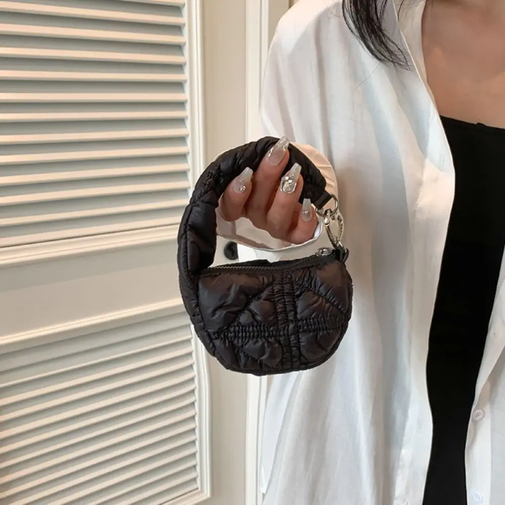 

Portable Solid Color Mini Pleated Cloud Bag Quilted Sling Small Wallet Mini Handbag Hanging Bag Pendant Change Storage Bag