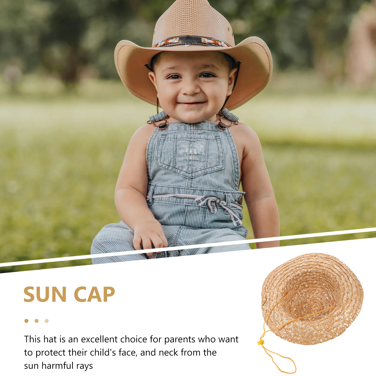 Children's Straw Hat Western Party Decorations Sun Protection Hats for Kids Beach Farmer Costume