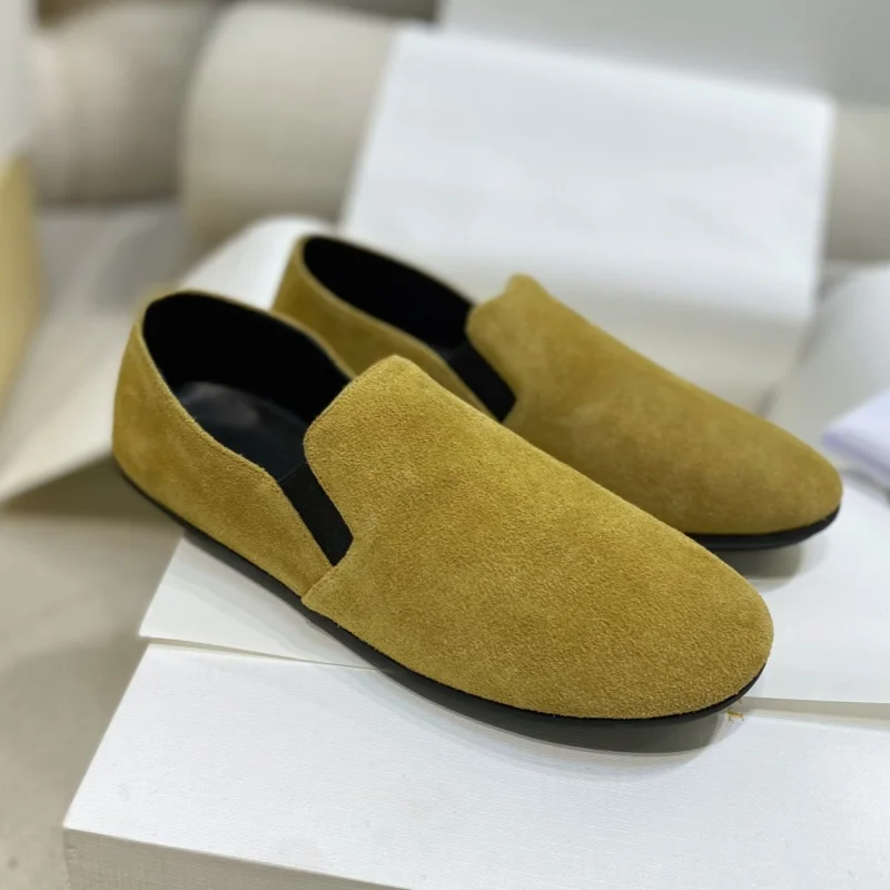 2025 Spring New Bull Anti-velvet Flat Sole Single Shoe Round Head One Foot Lafford Shoes Fashionable Women Casual Shoes