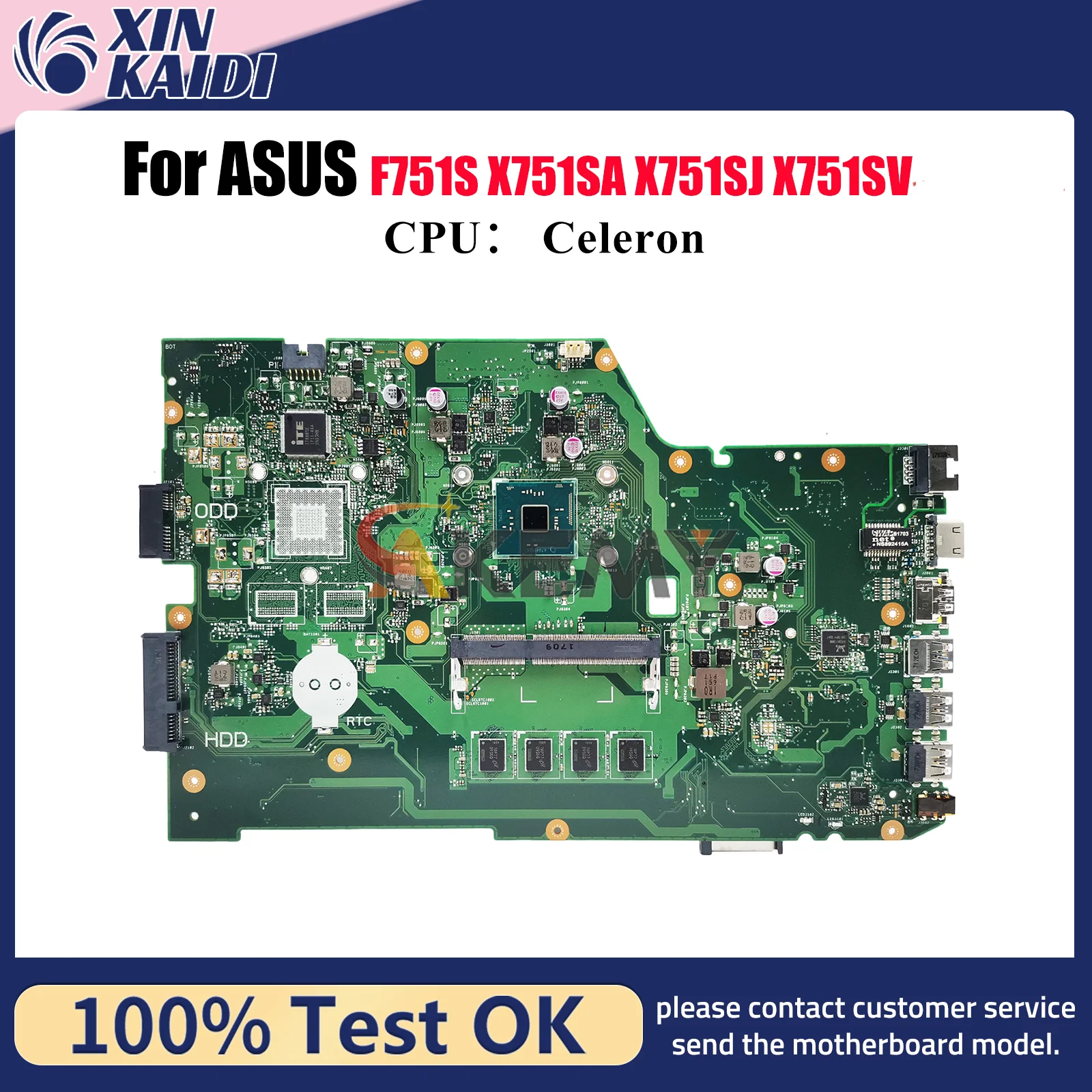

X751SA Материнская плата для ноутбука ASUS VivoBook X751SJ X751SV X751S X751SA A751S F751S Материнская плата с процессором Celeron 100% tests OK stk