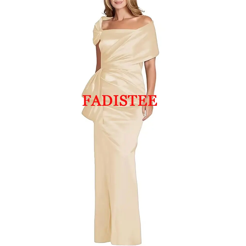 Abiti da ballo personalizzati Abiti per la madre della sposa per le donne Abiti da festa di nozze a sirena in raso con spalle scoperte Allacciatura sul retro