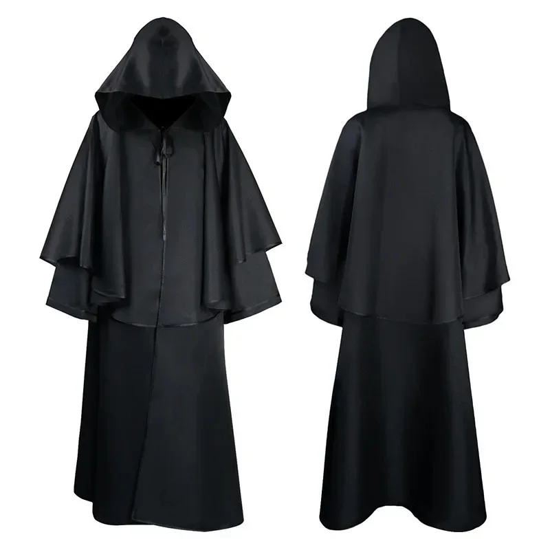 

Medieval Style 5-Color Cape Hooded Robe Cloak for Halloween Wizard Death Theme Party Accessory Unisex Adult Size
