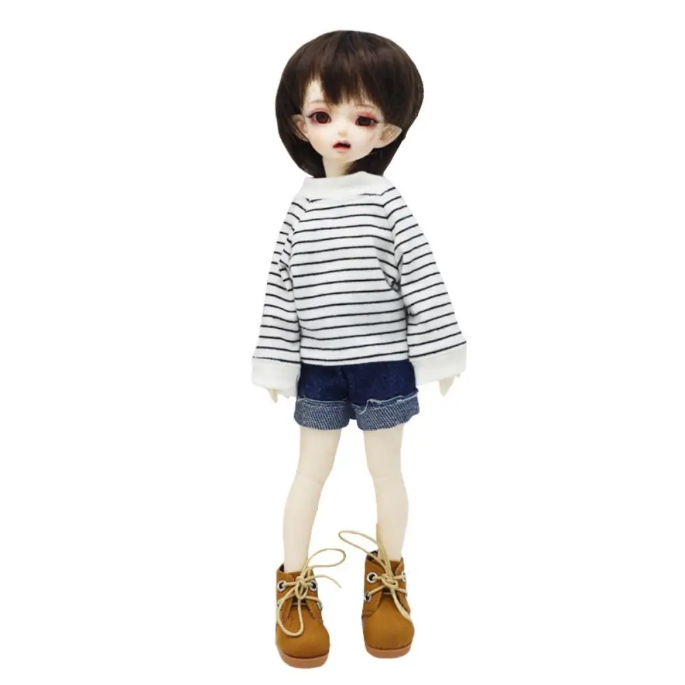 Striped 1/6 BJD Doll Clothes Rainbow Hoodies Fat Doll T-shirt Tops DIY Dress Up Kawaii BJD Doll Long-sleeved Clothes Girl Gift