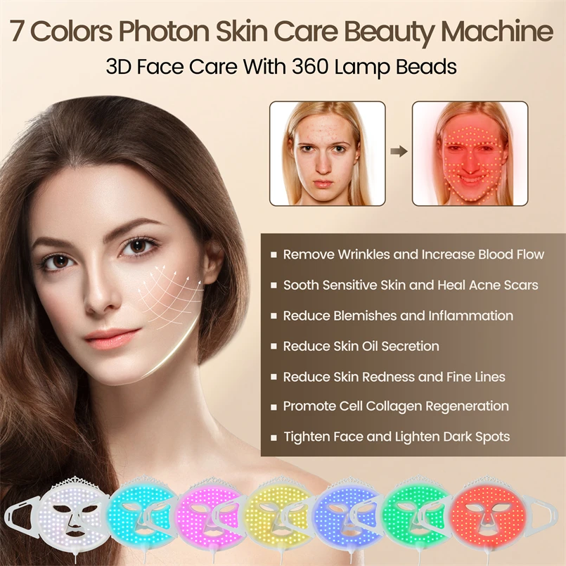 Phototherapy LED Face Therapy Mask 999 LED Face Light Therapy Best LED Red Light Face Mask Repairs Damaged Skin Fade Dark Spots