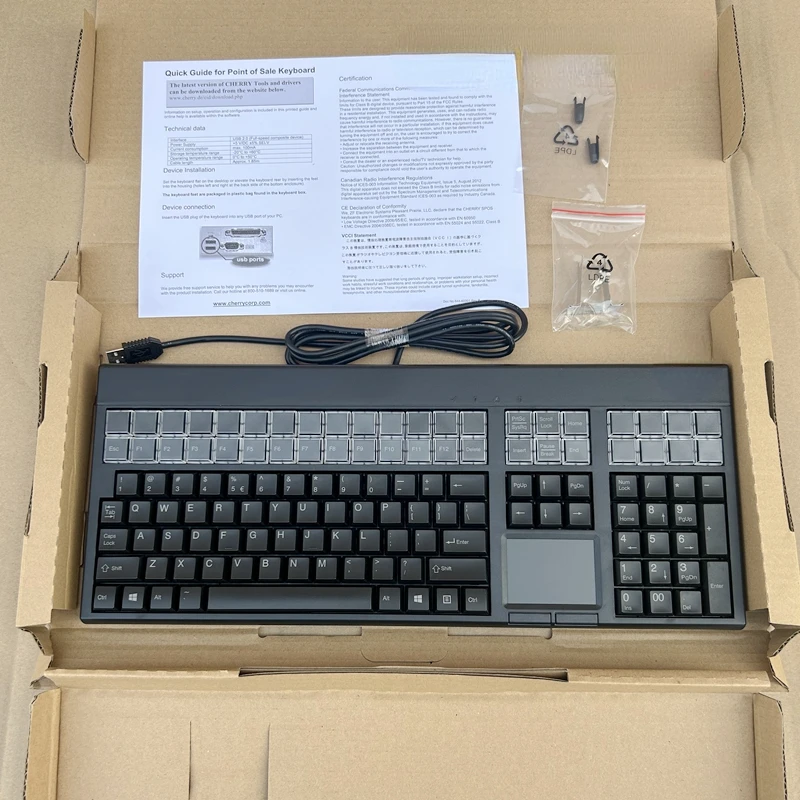 Cherry G86-71401 Industrial Control with Touch Pad Full-Size Wired Office Keyboard USB Interface