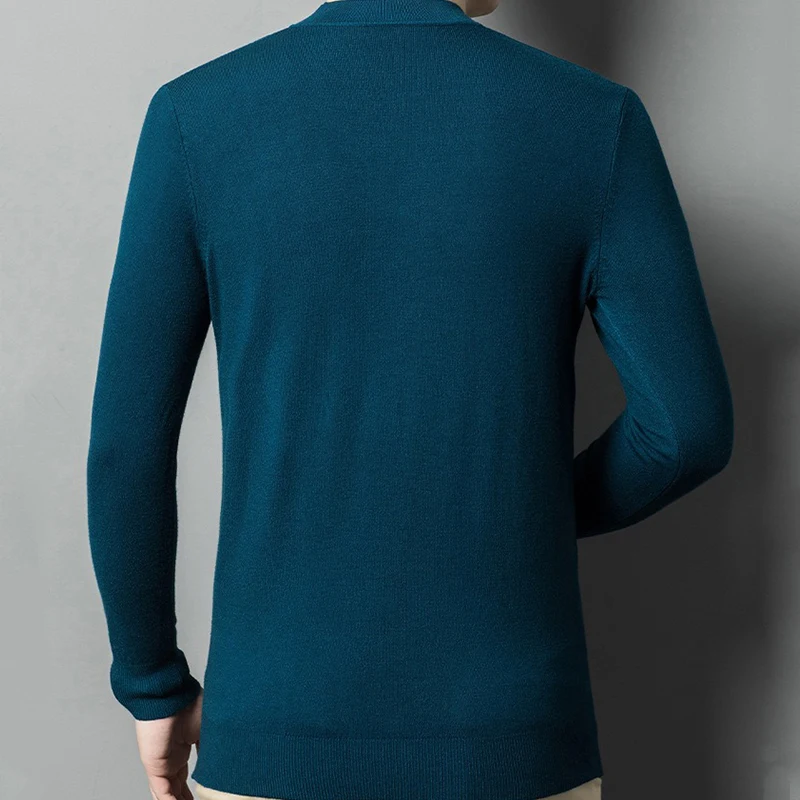 Pull en tricot à manches longues pour hommes, pull fin décontracté à demi-col roulé