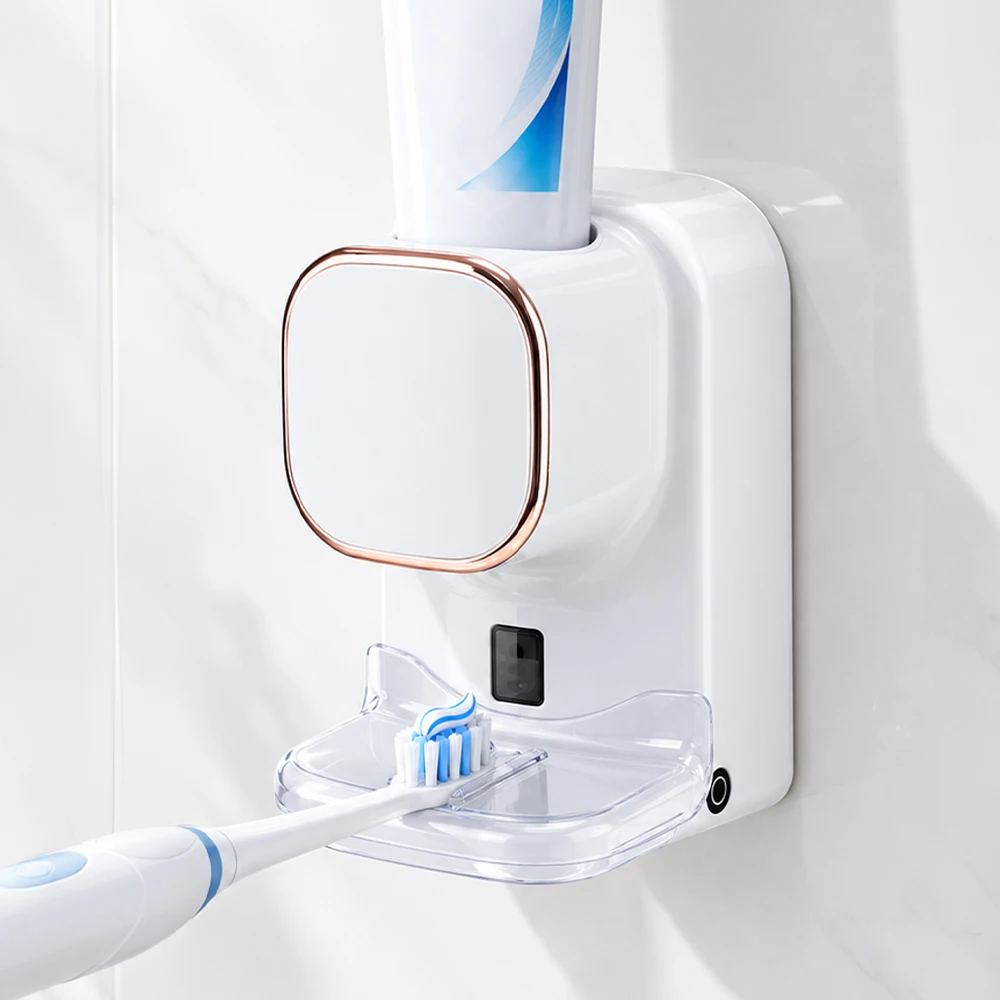 Automatic Sensor Electric Wall Mounted Tooth Paste Dispenser Smart Hands-Free Toothpaste Squeezer Removable Bathroom Accessory