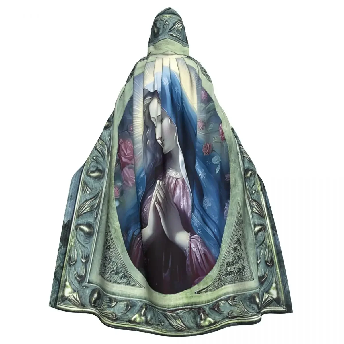 Catholicism Saints  Mary Long Hooded  Witch Medieval Costume Cosplay Cape HalloweenCoat Adult Unisex