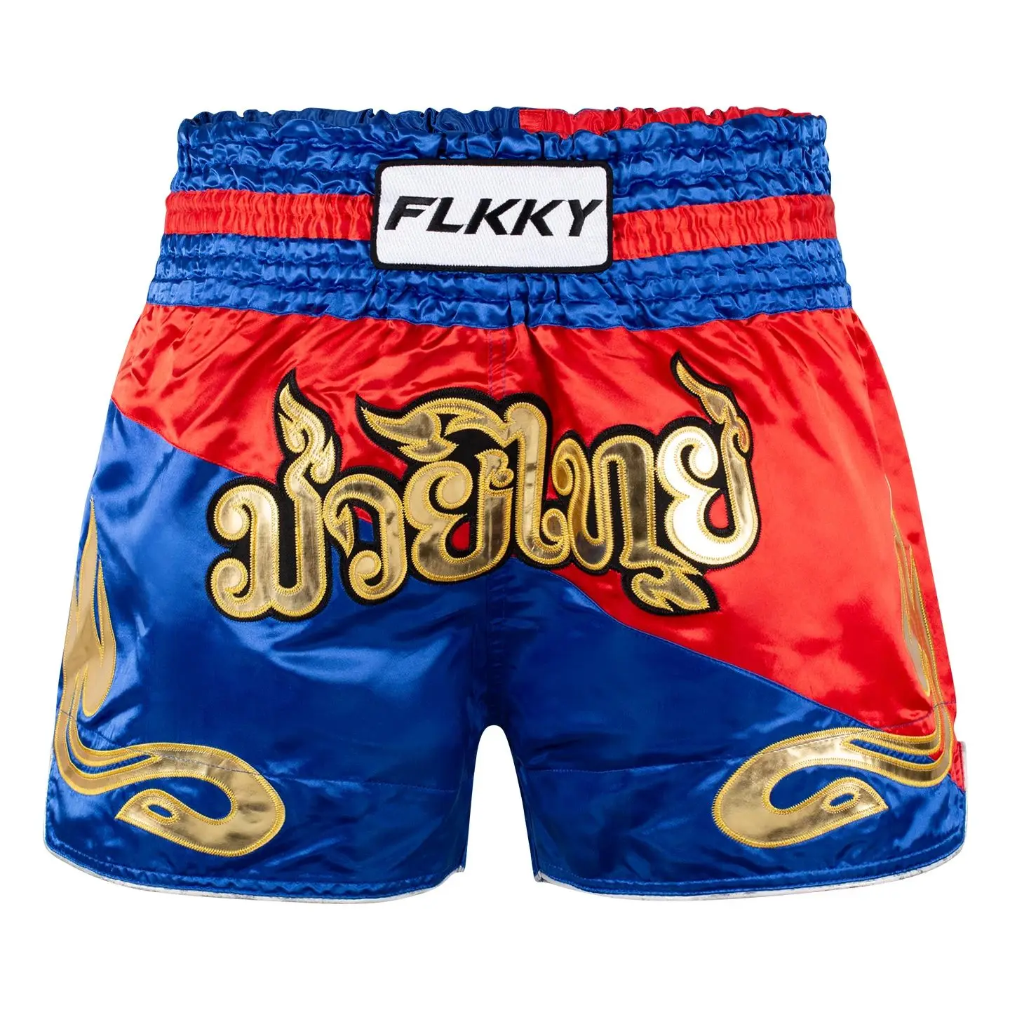 FLKKY شورت Muay Thai مطرز متباين للأطفال والكبار، سروال تدريب الملاكمة الكلاسيكي في صالة الألعاب الرياضية، شورت الملاكمة