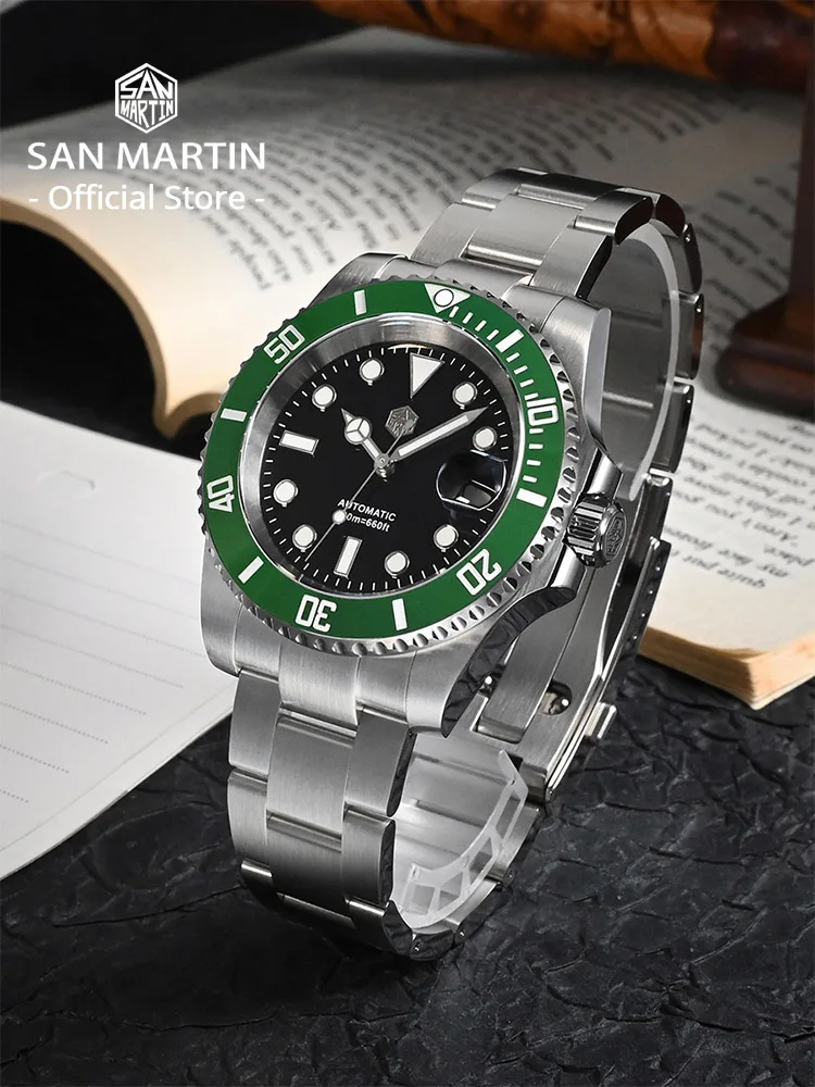 San Martin New 40mm Water Ghost Diver Watch Men Luxury Business NH35 Automatic Mechanical Watch Sapphire Waterproof 200m SN0017
