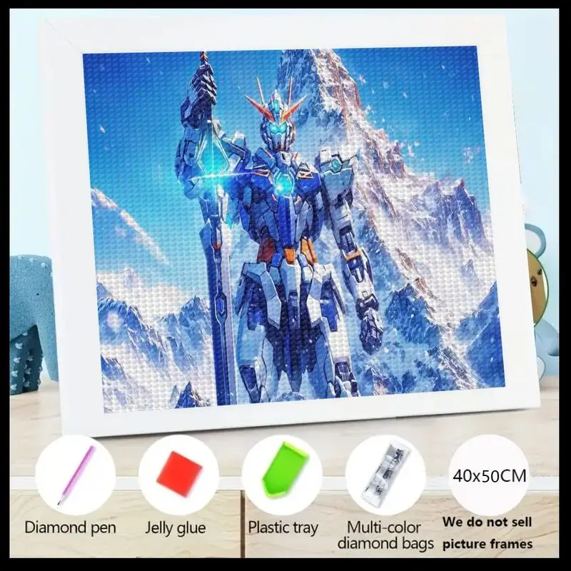 

1 шт. 5D DIY полный дрель алмазный набор для рисования, эпическая футуристическая меха-робот-воин в снежном горном пейзажном дизайне, Sci-Fi Gunda