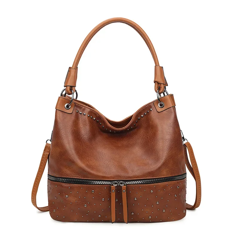 

Women's Bag 2024 Tote Vintage Riveted Womenbags Purses And Handbags