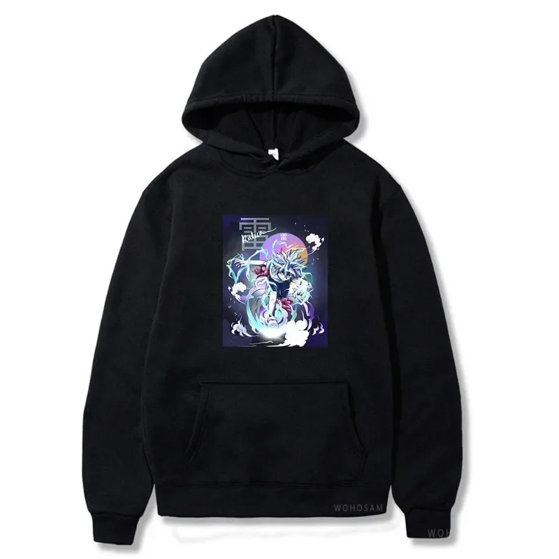 HUNTER×HUNTER Japan Anime Hoodies Men Women Funny Print Autumn Clothing Long Sleeve Drawstring Kangaroo Pocket Black Sweatshirt