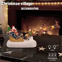 Santa Sleigh with Reindeer LED Lighted, Christmas Village Accessories, Collectible Decoration, Holiday Decor, Xmas Tabletop