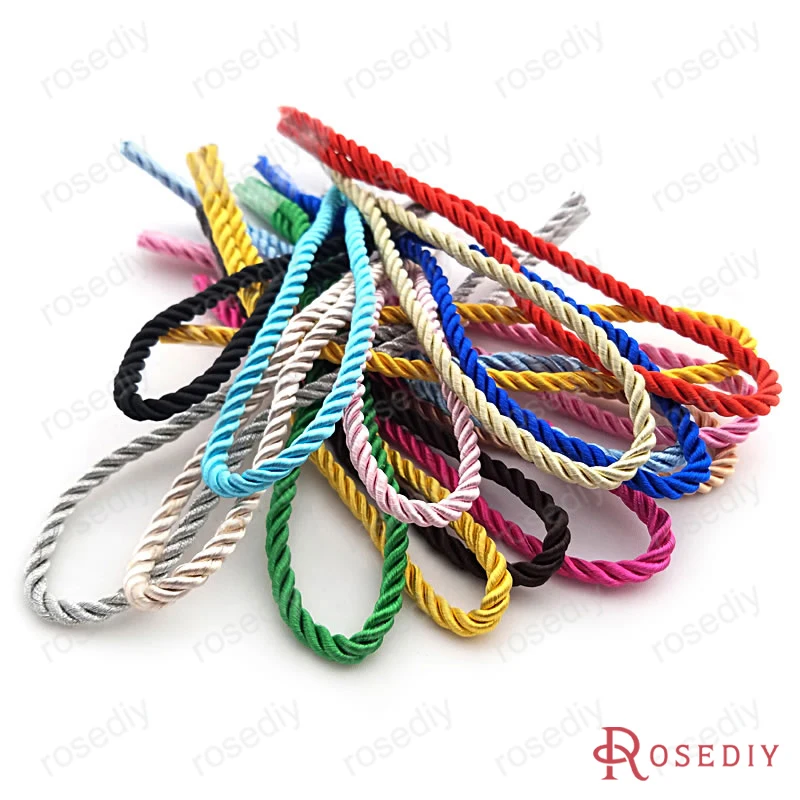 Wholesale 5mm Satin  Polyester Cords Three strands of Rope Diy Findings , the price is for 5 meter,tell us color code (T7006)