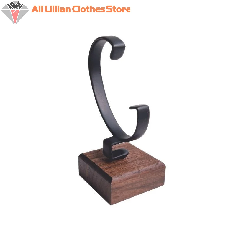 1Pcs Wooden C-Shape Watch Display Stand Jewelry Holder For Bracelet Ring Earring Solid Wood Organizer Storage Display Rack