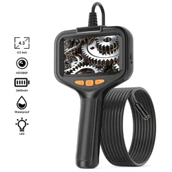 Single Dual Lens Handheld Endoscope 4.3 Inch IPS Screen HD1080P 8MM 2M-30M Car Pipe Inspection Borescope Camera Waterproof LEDs