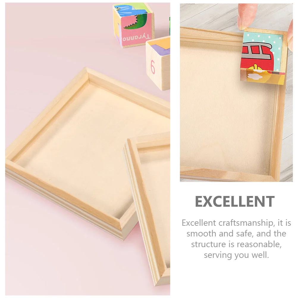 4 Pcs Hexagon Child Decorative Serving Tray Puzzle Sorting Organizer Wooden Toy Trays Blocks Storage