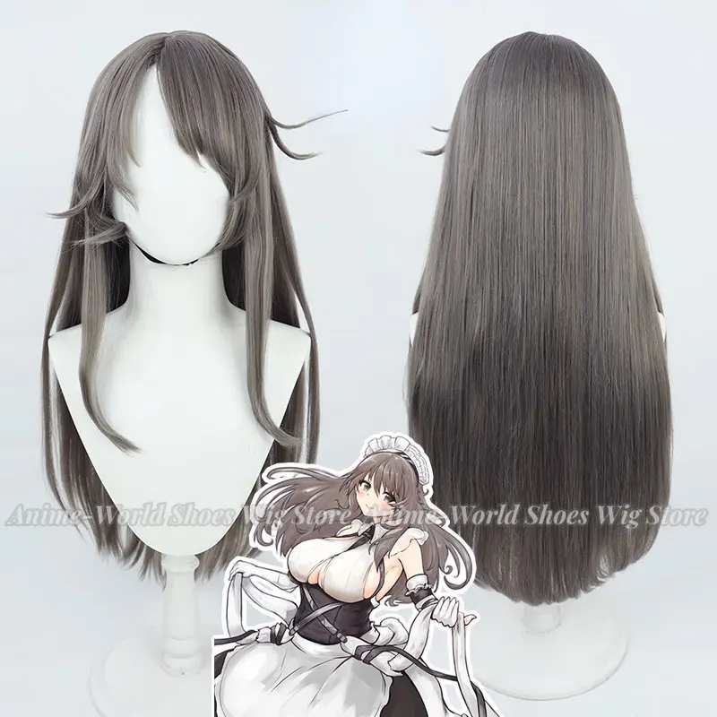 

80cm Long HMS Charybdis (88) Cosplay Wig Grey Straight Synthetic Hair Heat Resistant Azur Lane Role Play Headwear