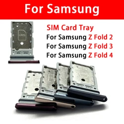 Sim Card Tray For Samsung Z Fold 2 3  4 Fold2 Fold3 Fold4 Dual Micro SIM Card Slot Tray Holder SD Card Reader Parts