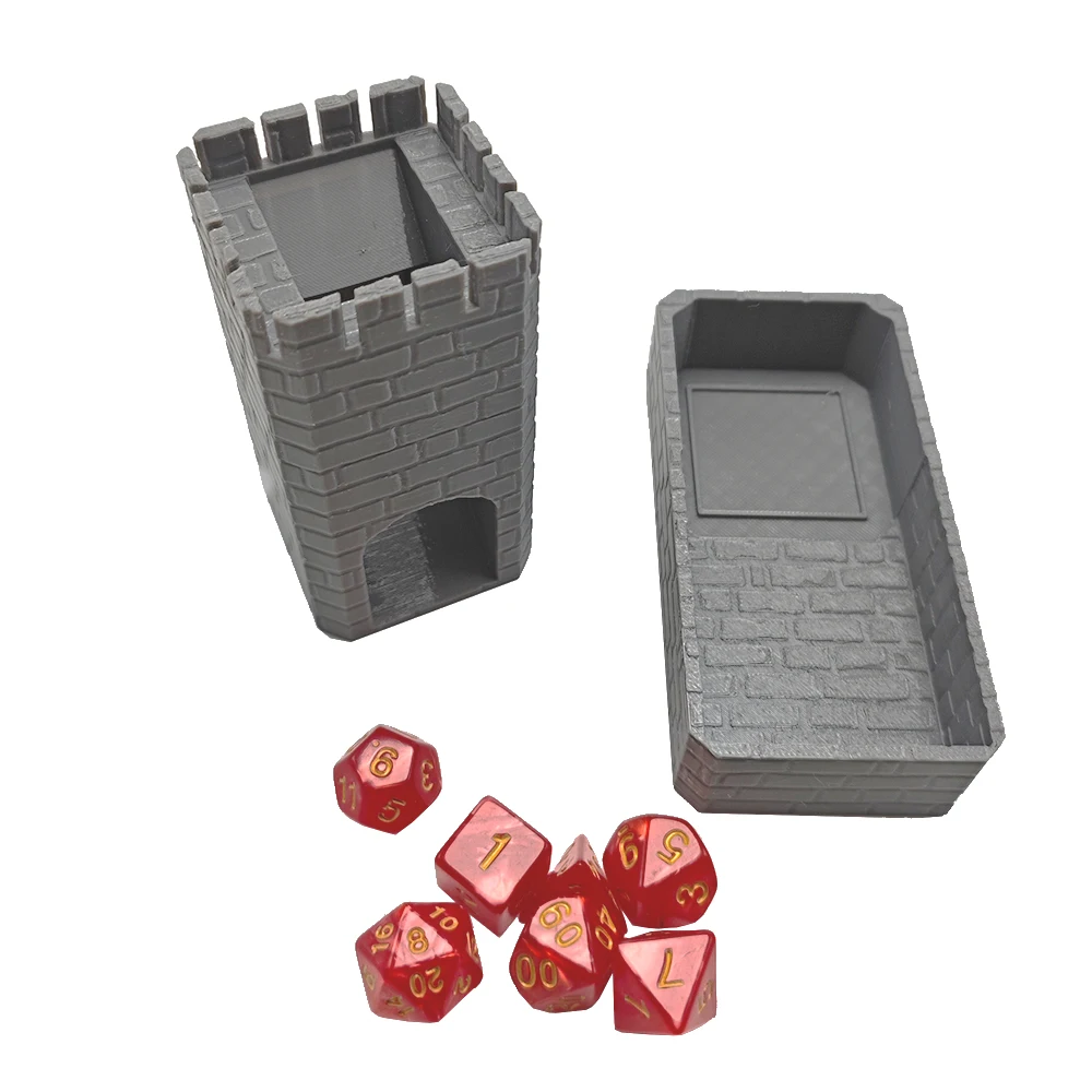 DND Square Medieval Dice Tower Twister Accessory for Role Playing Board Games Tabletop Rolling Castle Tray Portable Travel with