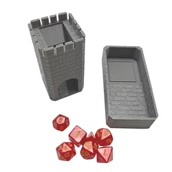 DND Square Medieval Dice Tower Twister Accessory for Role Playing Board Games Tabletop Rolling Castle Tray Portable Travel with