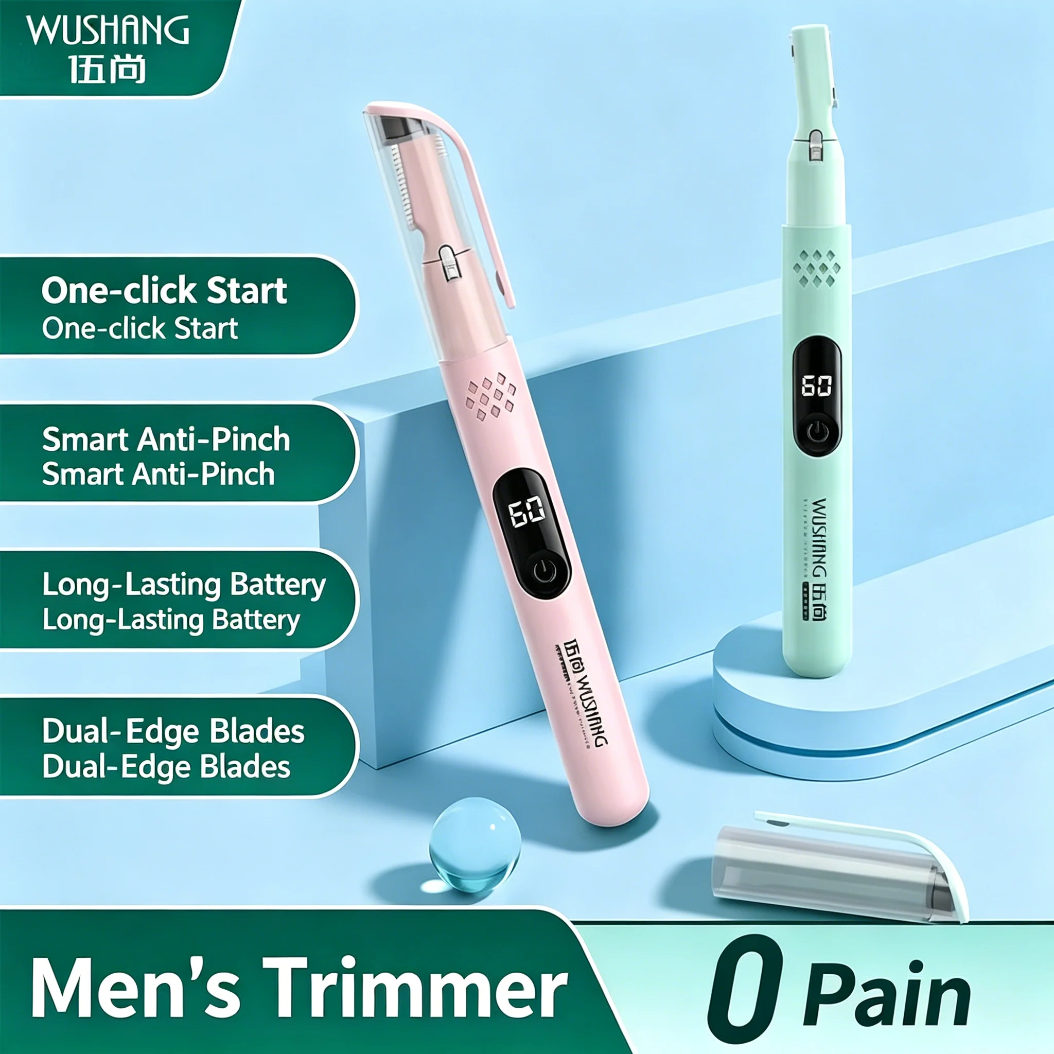 Electric Eyebrow Trimmer Razor Brow Shaping Portable Shaving with Duals Cutter Head Design Washable Hair Trimmer Razor Tools