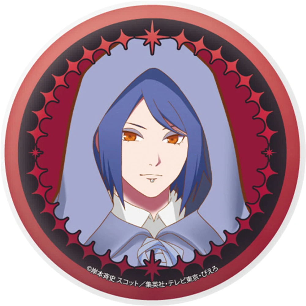 58 مللي متر أنيمي Akatsuki Hidan Kakuzu تأثيري حلي شارة دبوس SPTE صفيح بروش الدعامة هدية