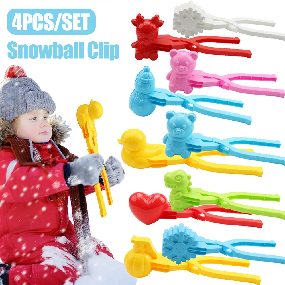 1/4pcs Snowball Clip Snow Grasping Clamps Tool Multi-shape Cartoon Snowballs Grabber Throw Snow Ball Sports Toys Kids Toys