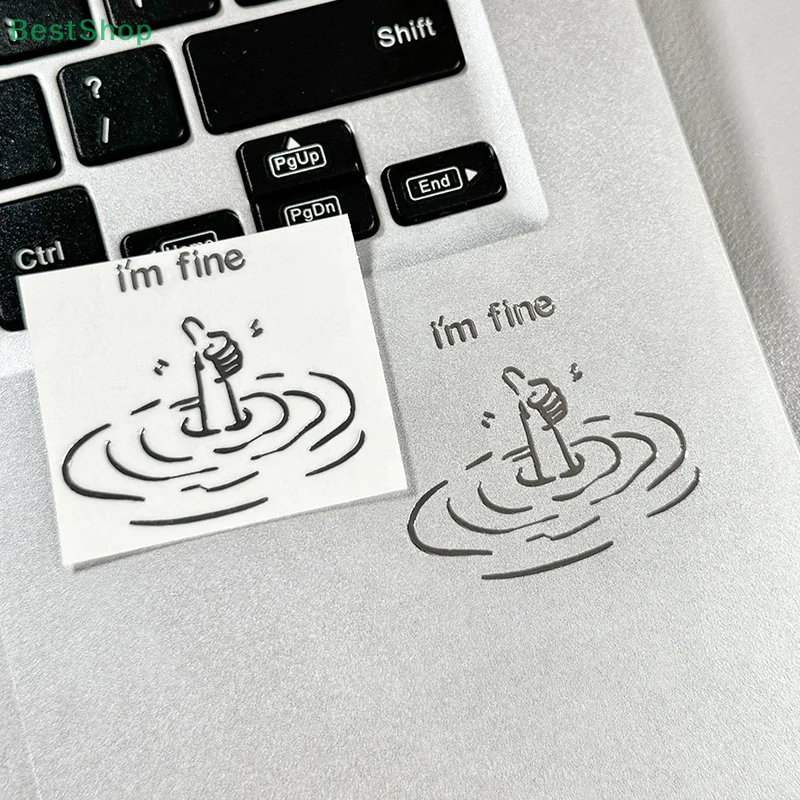 I'M Fine Funny Sarcastic Metal Stickers Laptop Stickers Humorous "I'M Fine" Design Disposable Easy-To-Tear Accessories