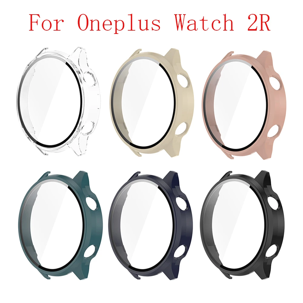 PC Full Protective Case For Oneplus Watch 2R Bumper Hard Frame Glass Full Coverage Cases Shell Watch Band Accessories.