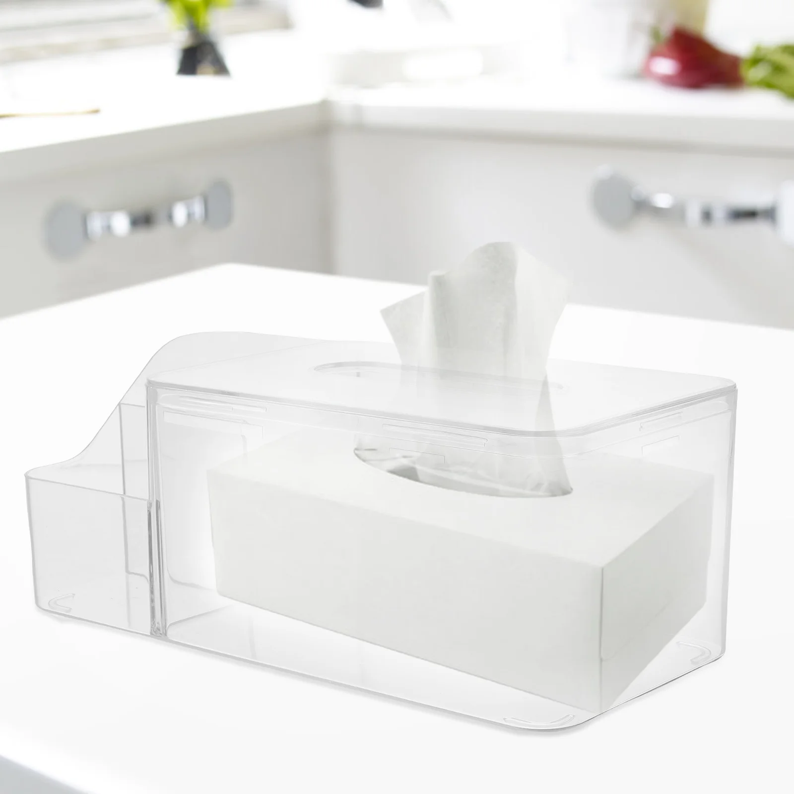 

Desktop Tissue Box Holder Cover Rectangular Napkin Dispenser Plastic Tissue Case for Bathroom Office Home Desktop