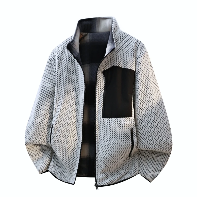 

2025 Men Reversible Jacket Thickened Thermal Insulated Stand Collar Coat Dual Face Wear Warm Windproof Outerwear For Men