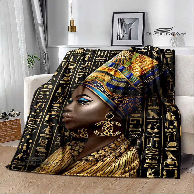 Egyptian Pharaoh Oracle Black Cat Printed Blanket Warm Pretty Flannel Soft Comfortable Home Travel Blanket Birthday Gift