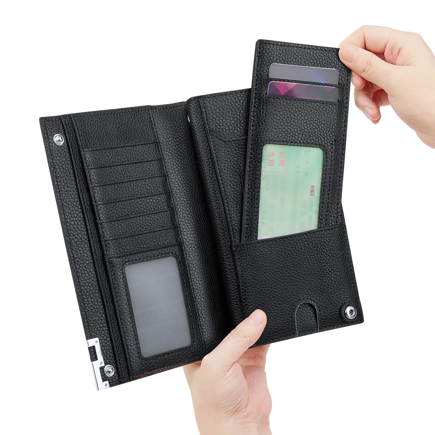 Leather men's long wallet, fashionable multifunctional handbag, personalized card bag, large capacity mobile phone bag